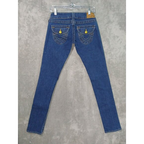 True Religion Jeans Womens 26 Blue Denim Julie Dark Wash Low Rise Stretch - Picture 1 of 10